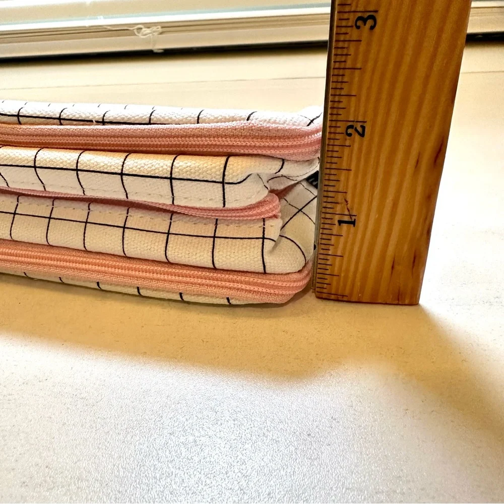 Large Spacious Pencil Case Pouch Organizer Plaid School Office